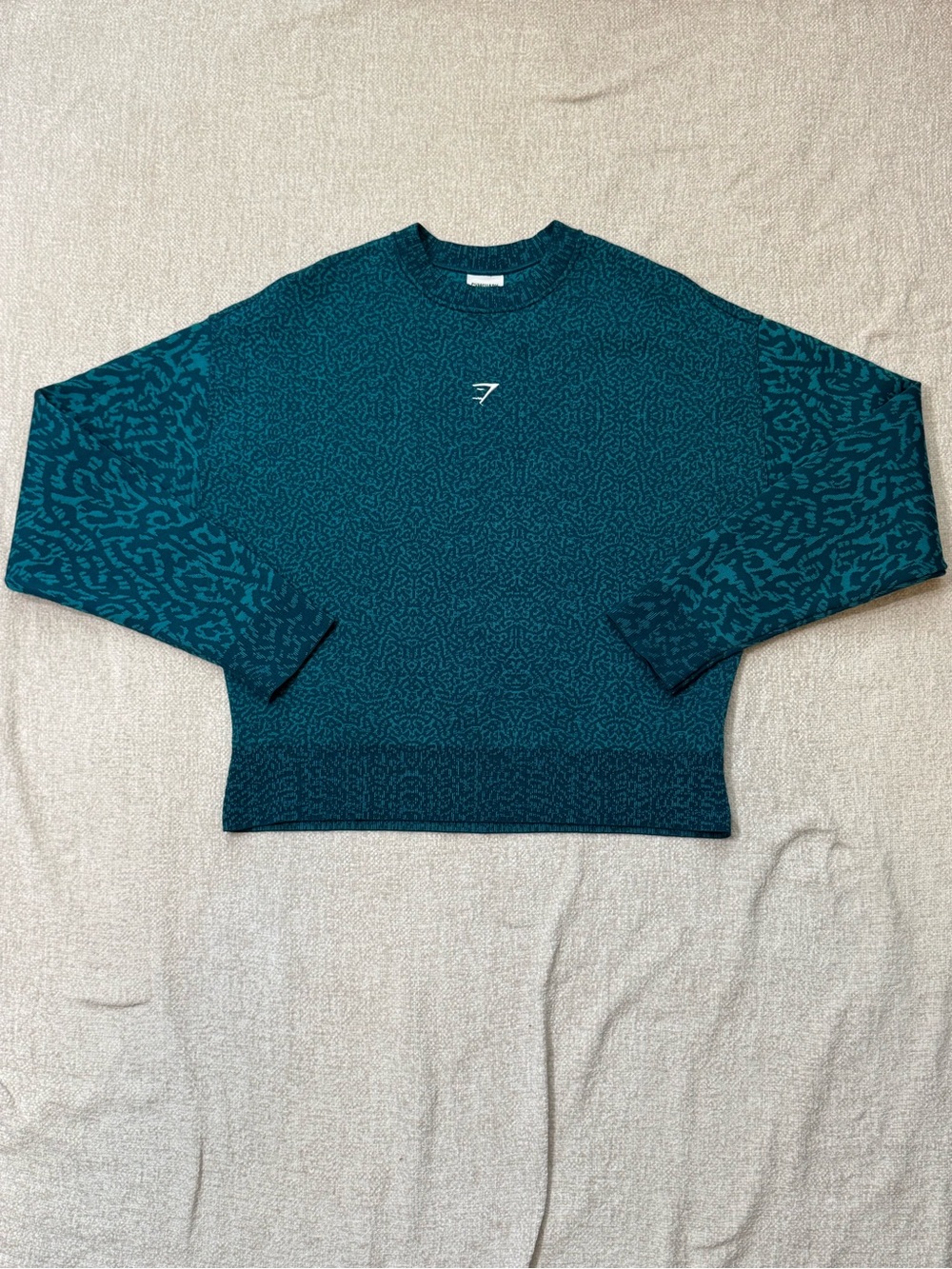 Gymshark Adapt Animal Sweatshirt S Teal Jacquard Oversized Y2K Athleisure